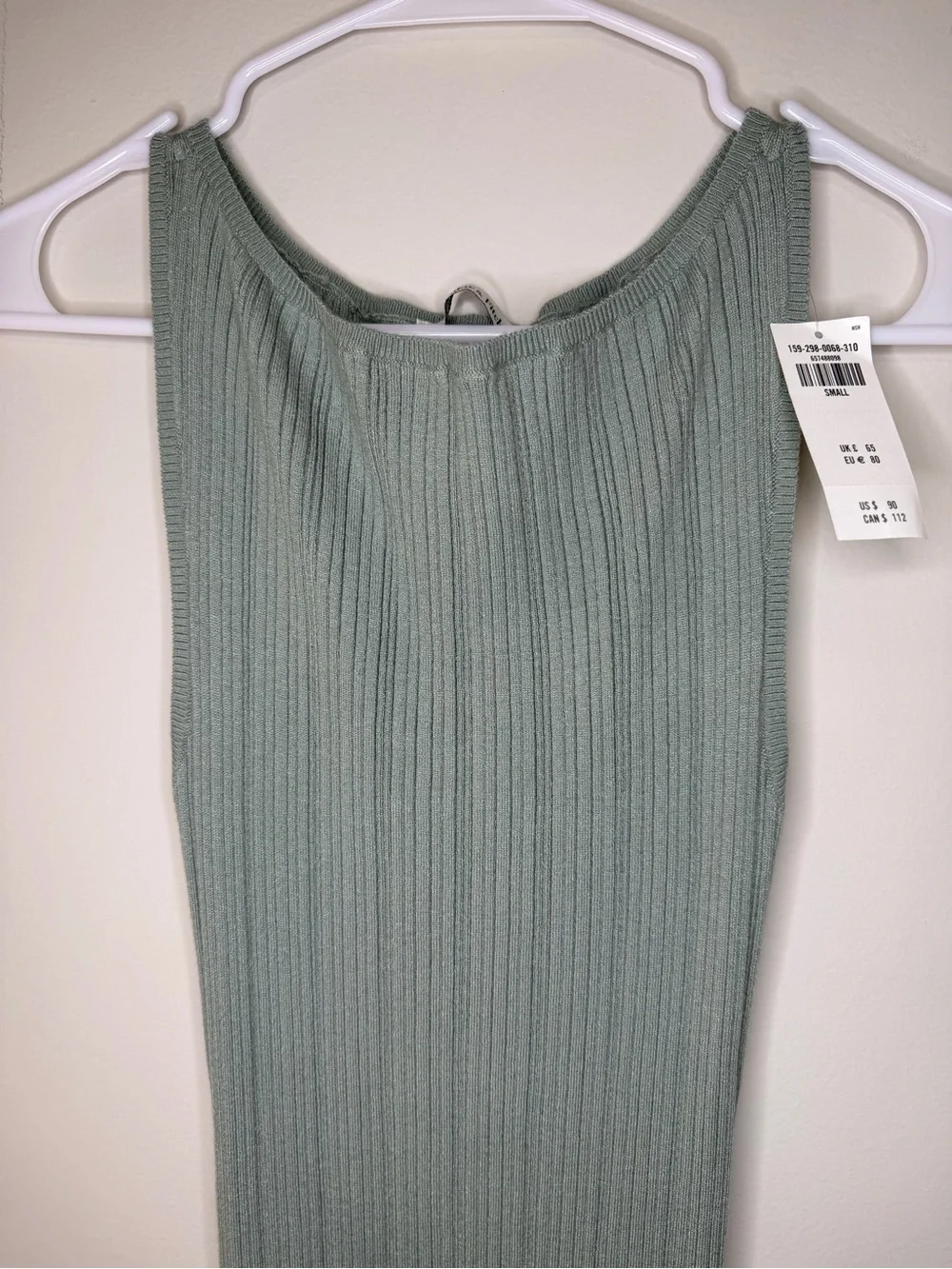 Abercrombie & Fitch Ribbed Sleeveless Dress - Sage Green, Size S. NWT!!